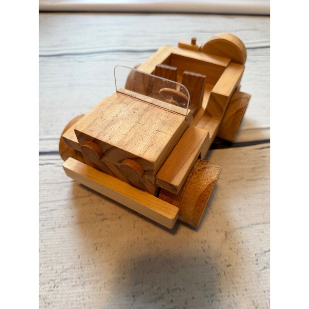 Handmade wooden jeep toy